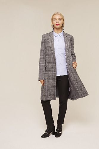 GREY CHECK CROMBIE COAT