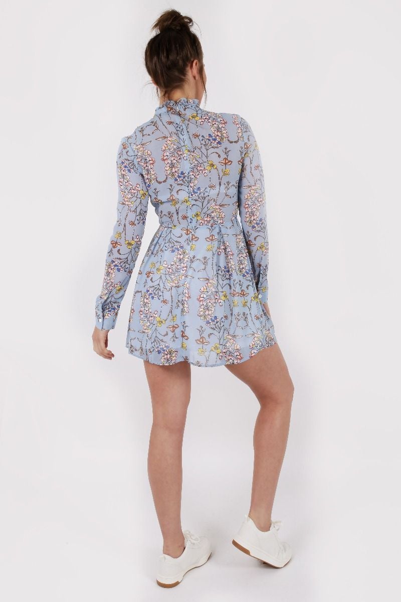 High Neck Floral Dress