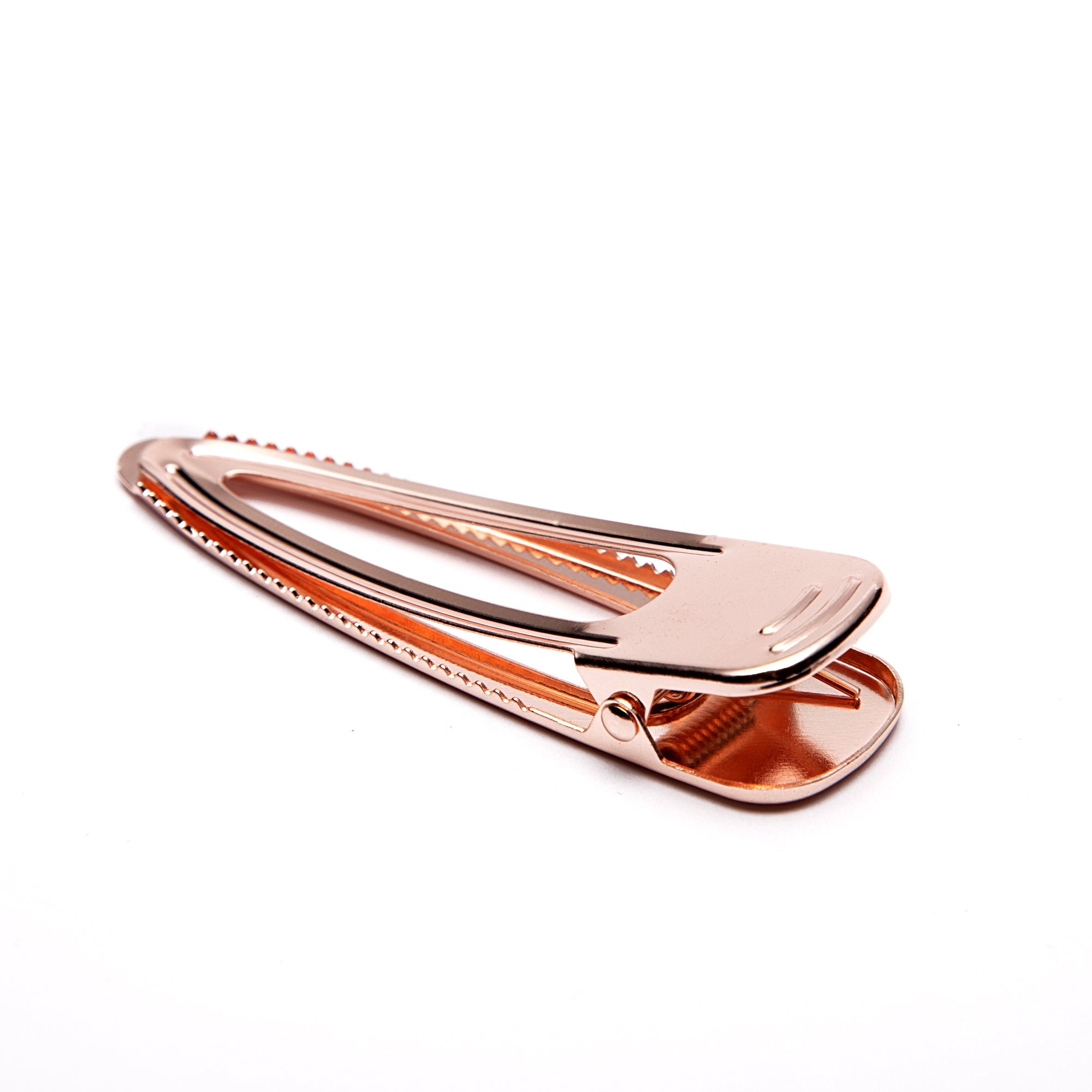 Large Hair Clips In Snap Shape In Rose Gold Tone