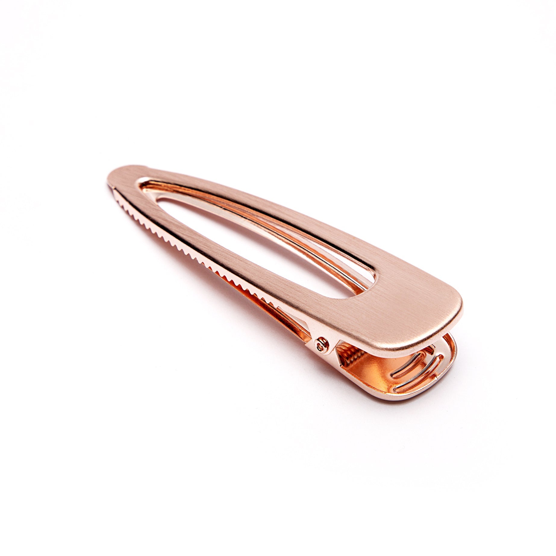 Large Hair Clips In Snap Shape In Rose Gold Tone