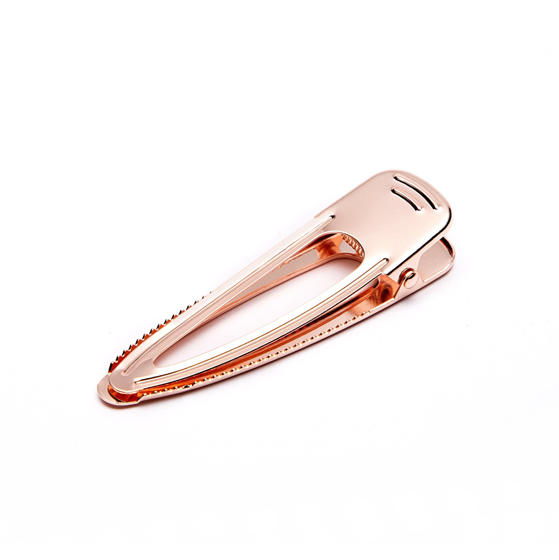 Large Hair Clips In Snap Shape In Rose Gold Tone