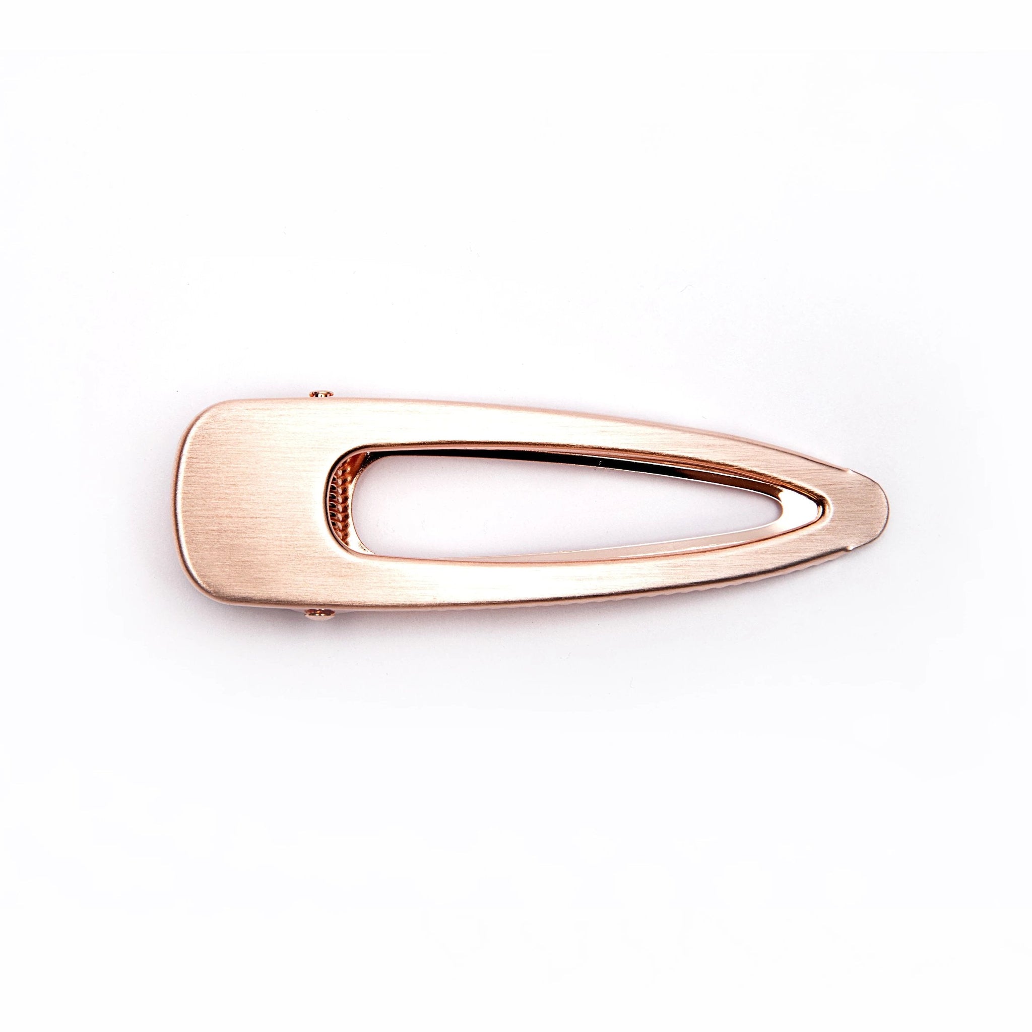 Large Hair Clips In Snap Shape In Rose Gold Tone