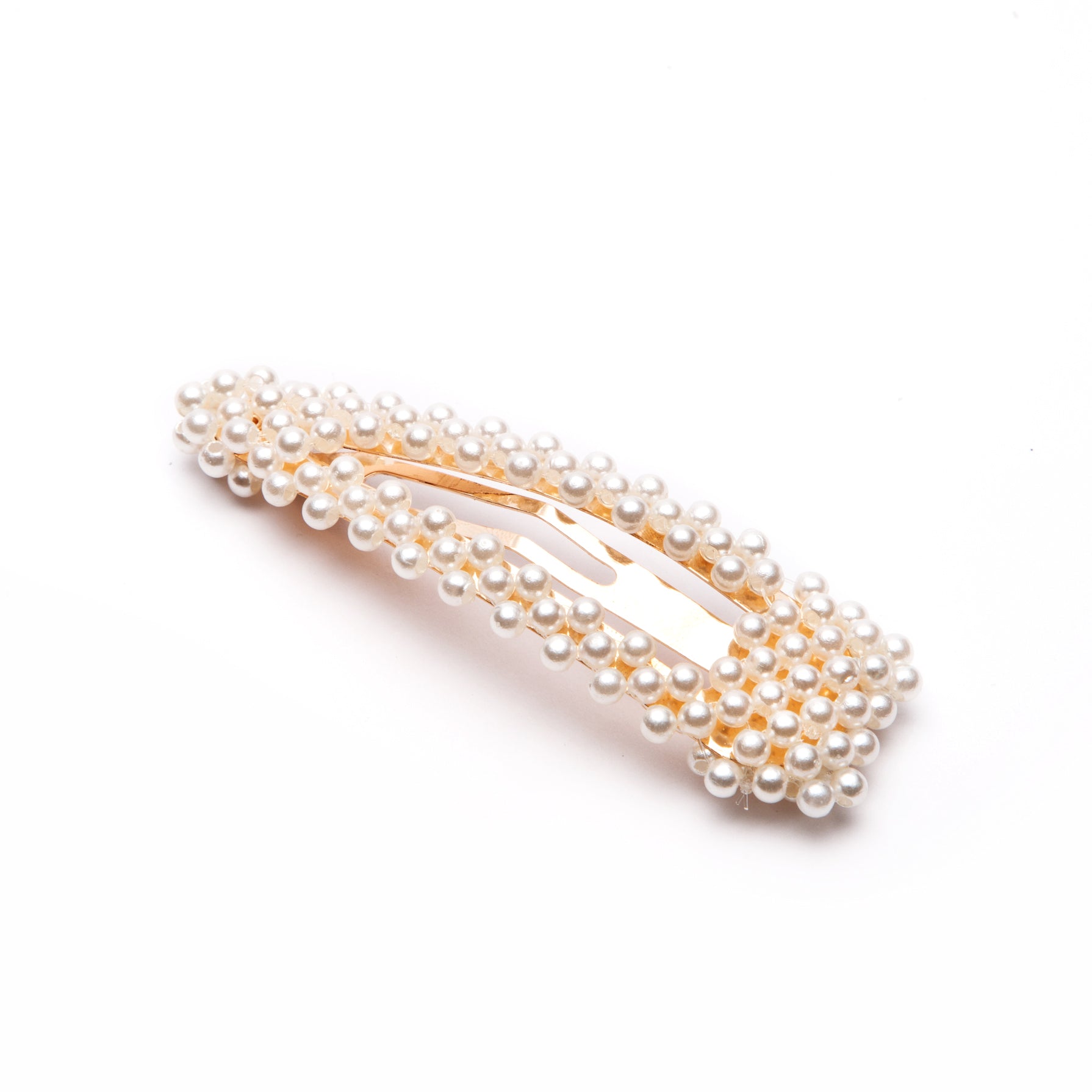 Large Pearl Embellishment Snap Hair Clips In Gold Tone