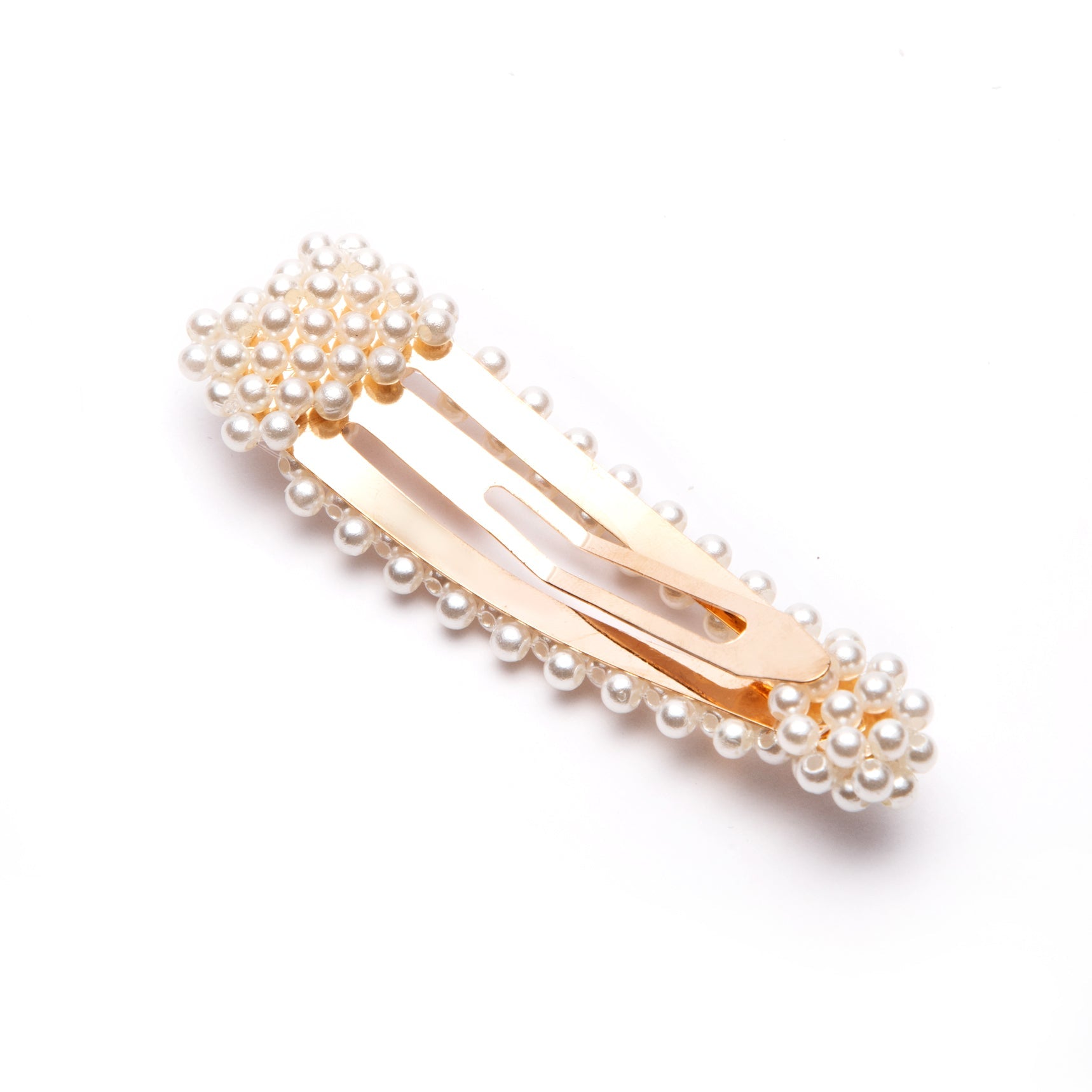 Large Pearl Embellishment Snap Hair Clips In Gold Tone