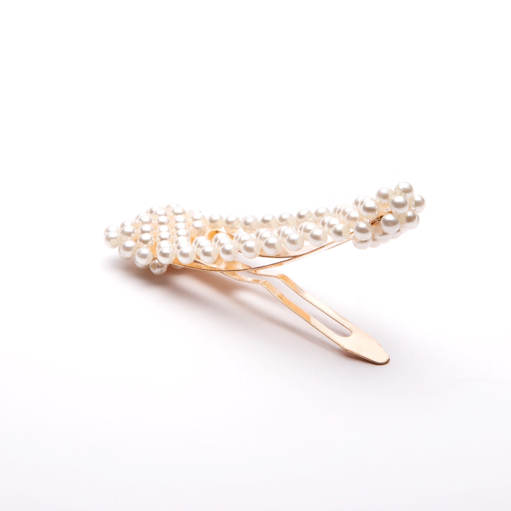 Large Pearl Embellishment Snap Hair Clips In Gold Tone