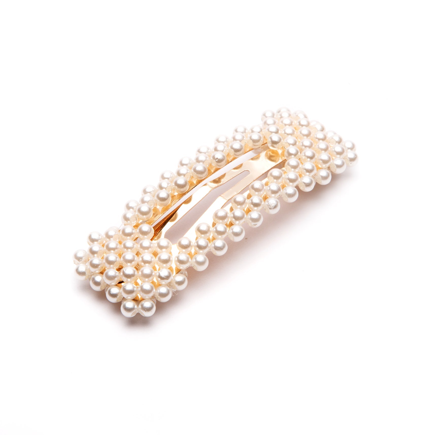 Large Pearl Embellishment Snap Hair Clips In Gold Tone