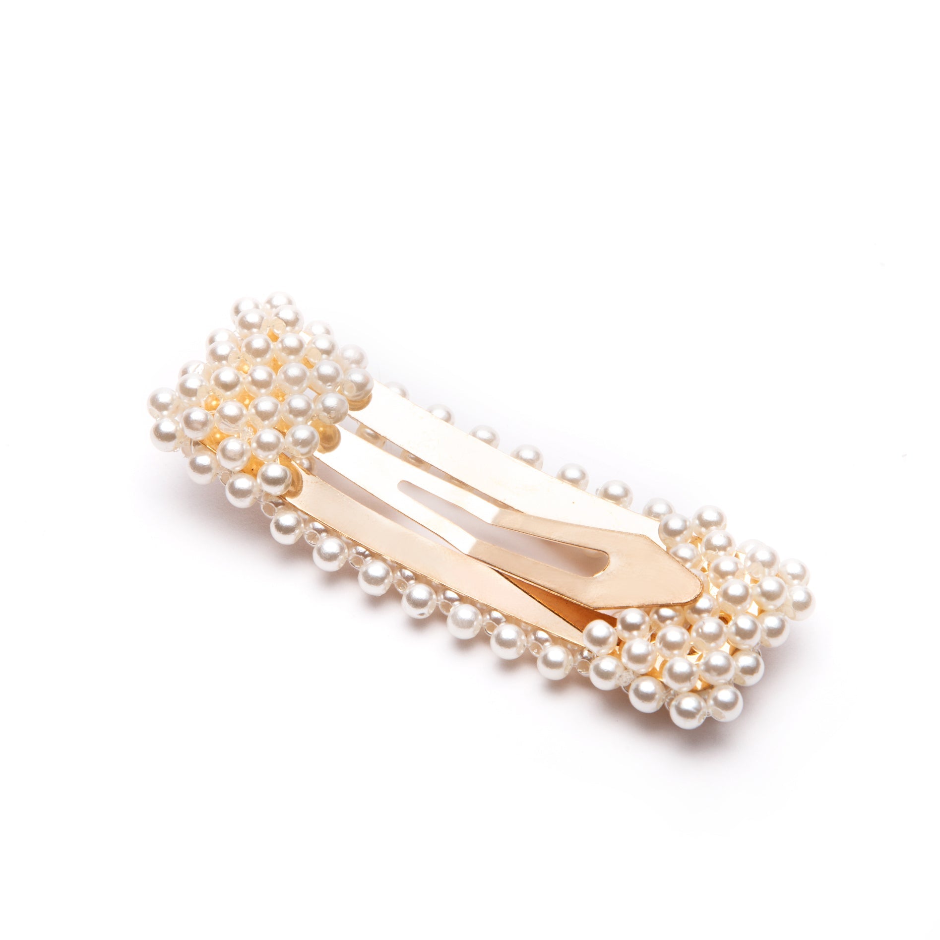 Large Pearl Embellishment Snap Hair Clips In Gold Tone