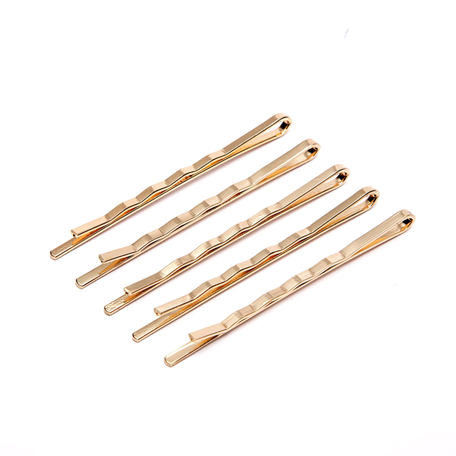 Pack of 5 Thin Hair Grips In Gold Tone