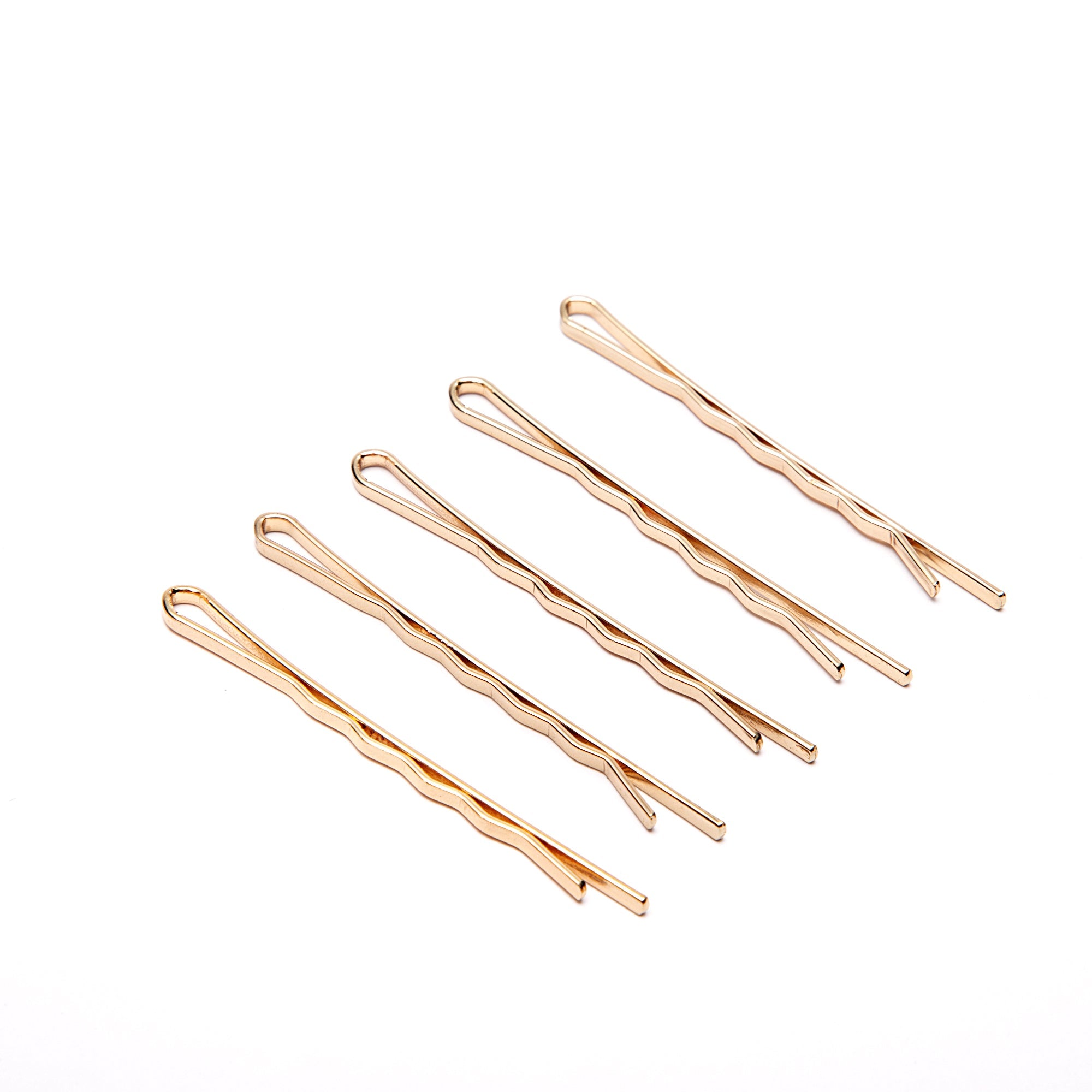 Pack of 5 Thin Hair Grips In Gold Tone