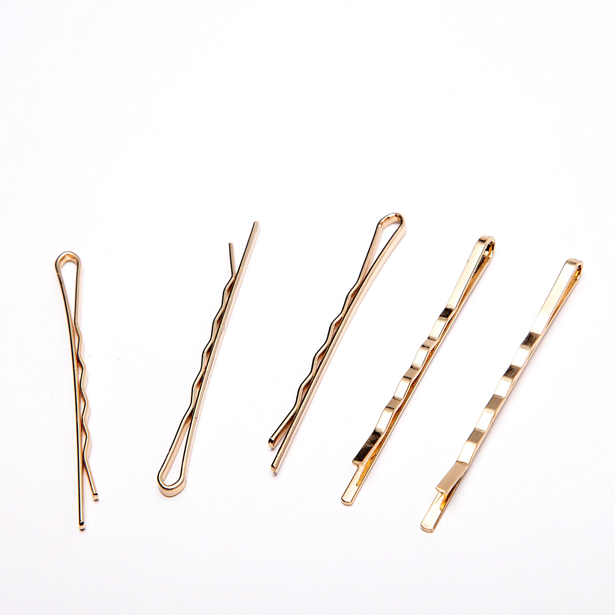 Pack of 5 Thin Hair Grips In Gold Tone