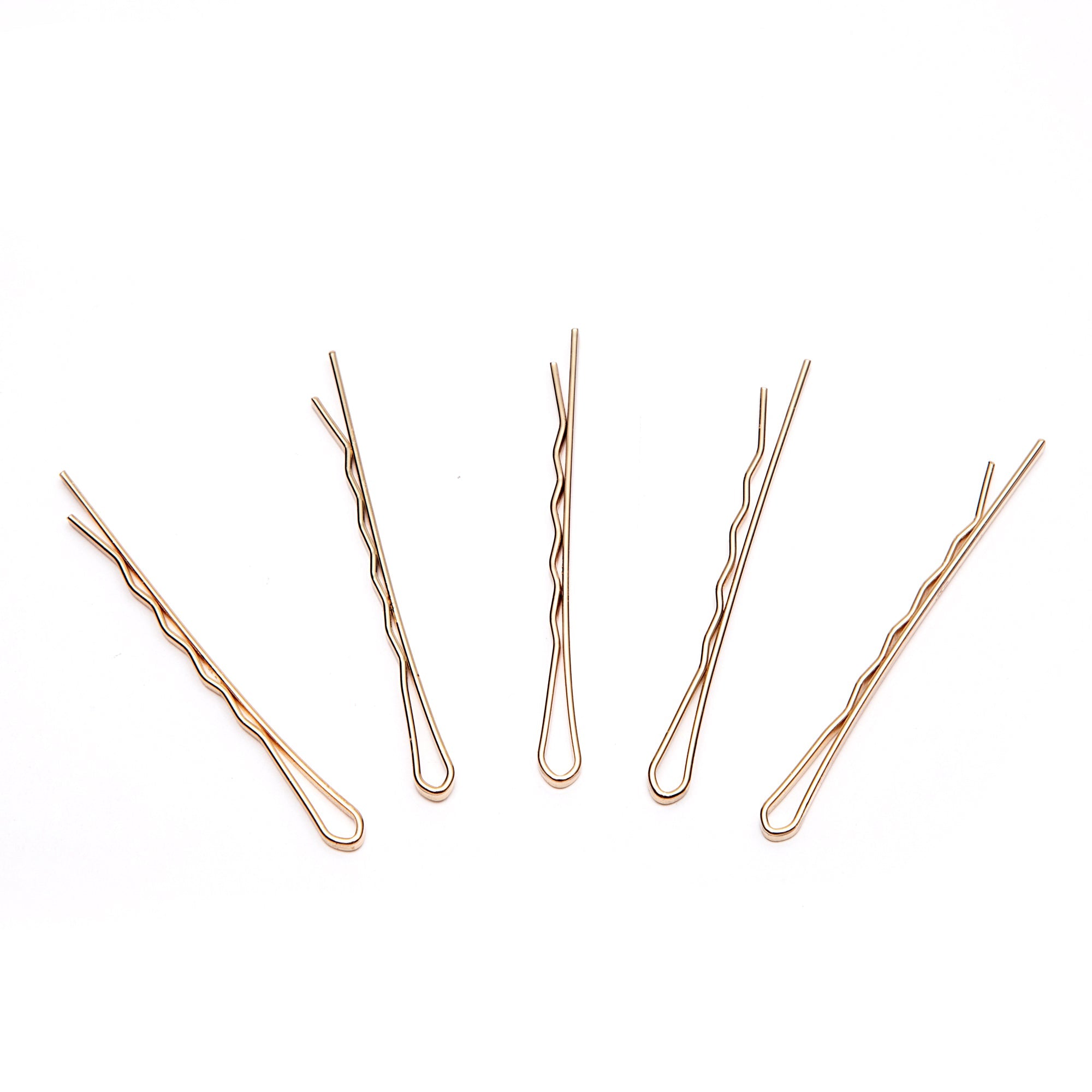 Pack of 5 Thin Hair Grips In Gold Tone