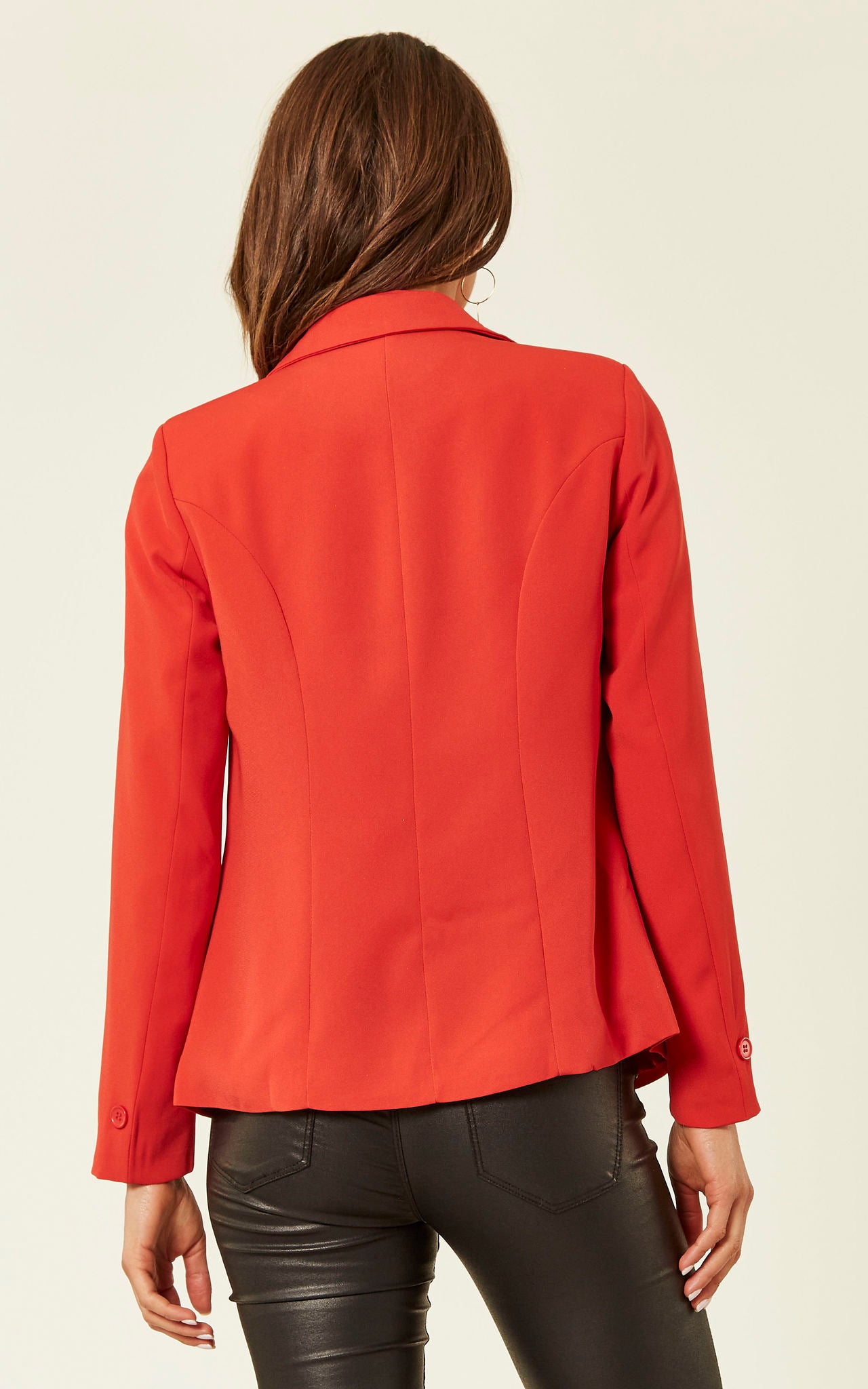 Red Long Sleeve One Button Tailored Blazer