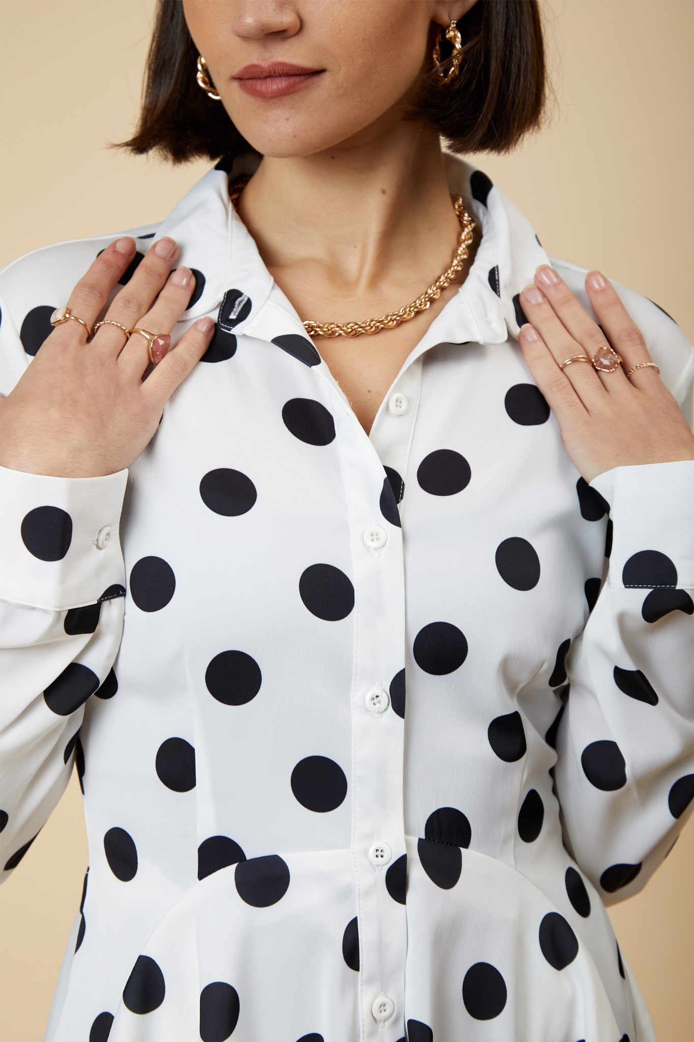 Polka Dot Skater Shirt Dress