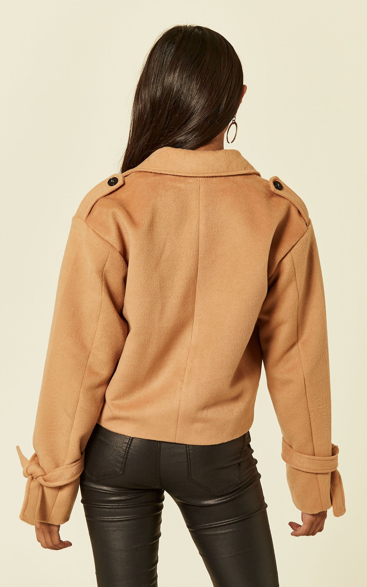 Camel Cropped Pea Coat