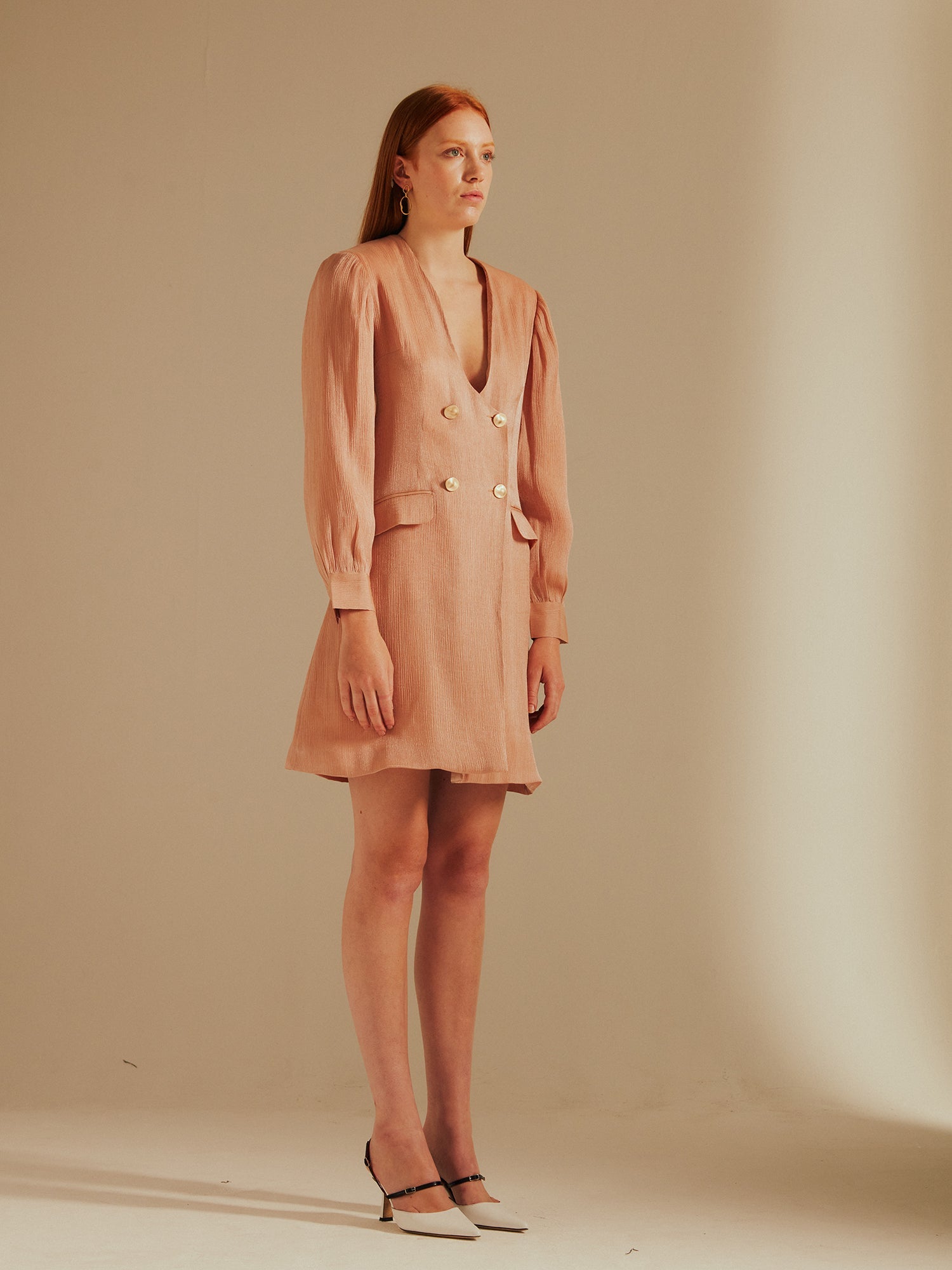 Rory Shimmer Curve Hem Blazer Dress