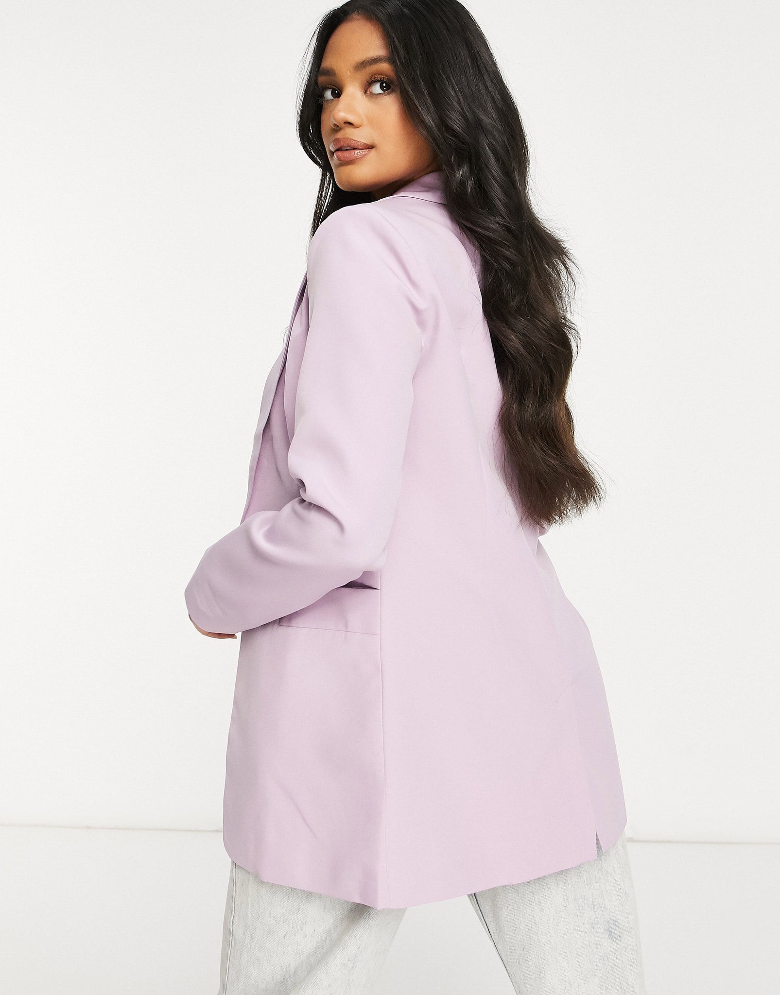 Lilac Long Sleeve Tailored Single Button Blazer