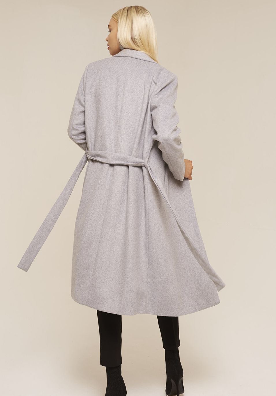 LIGHT GREY WRAP COAT