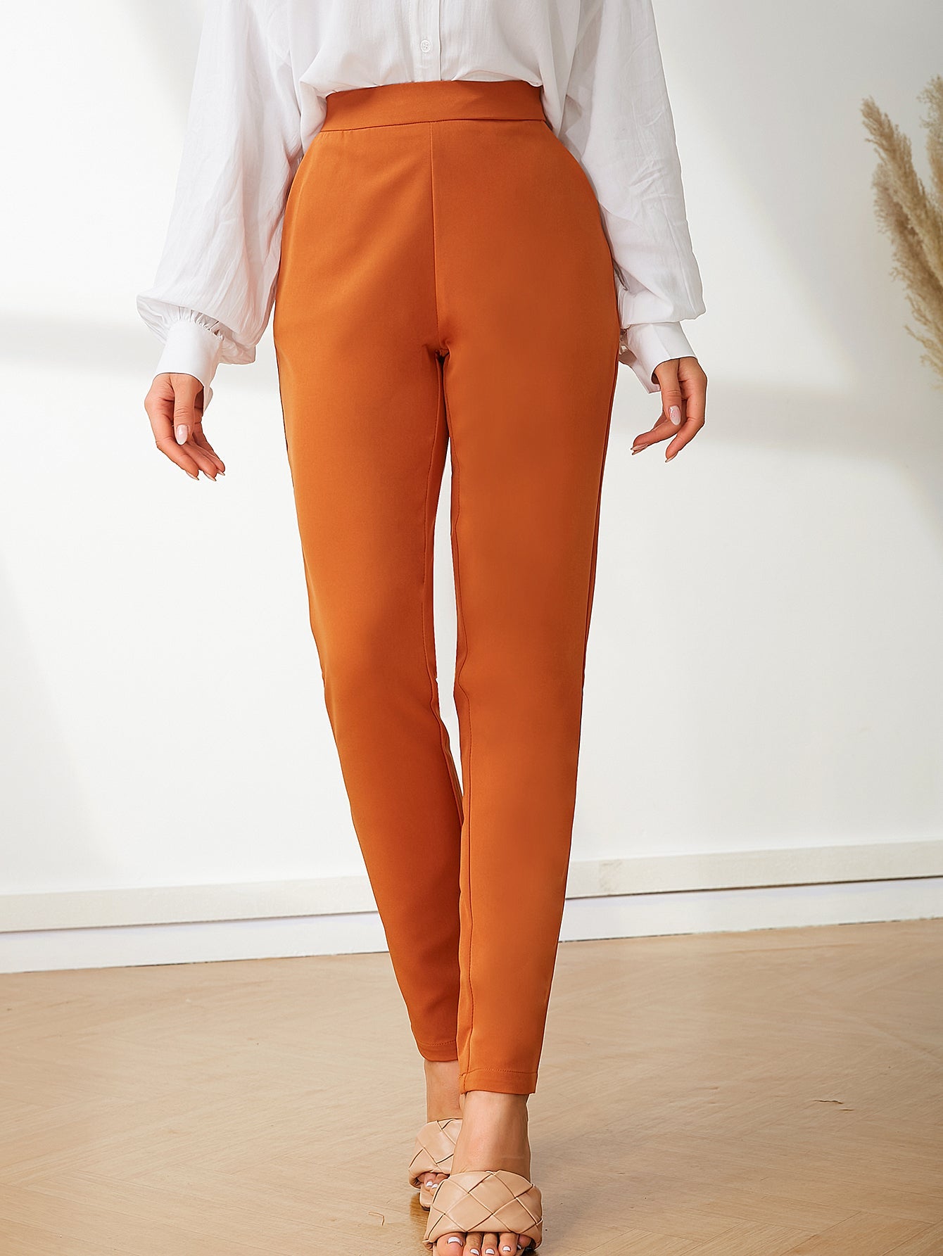 UNIQUE21 High Waist Solid Tapered Pants