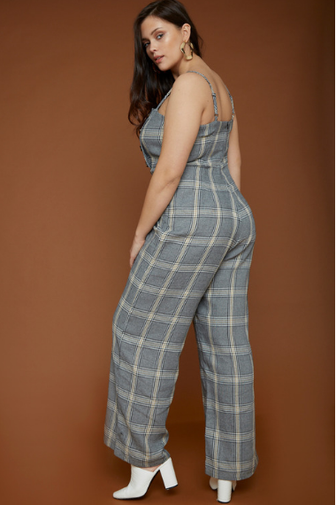 UNIQUE21 HERO Checked Jumpsuit With Tie Waist Belt
