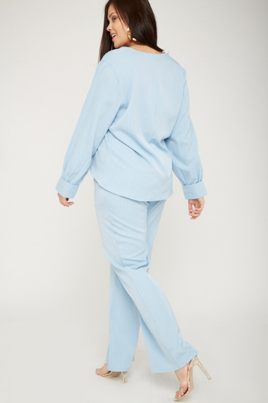 UNIQUE21 HERO Sky Blue Pinstripe Wrap Top