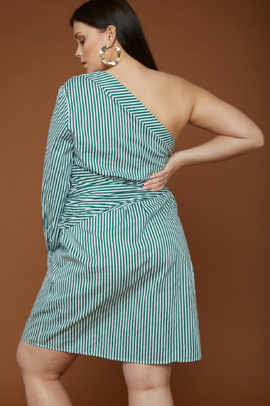 UNIQUE21 HERO One Shoulder Striped Mini Dress