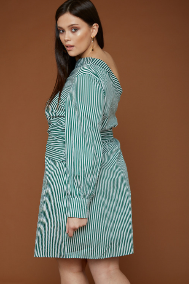 UNIQUE21 HERO One Shoulder Striped Mini Dress