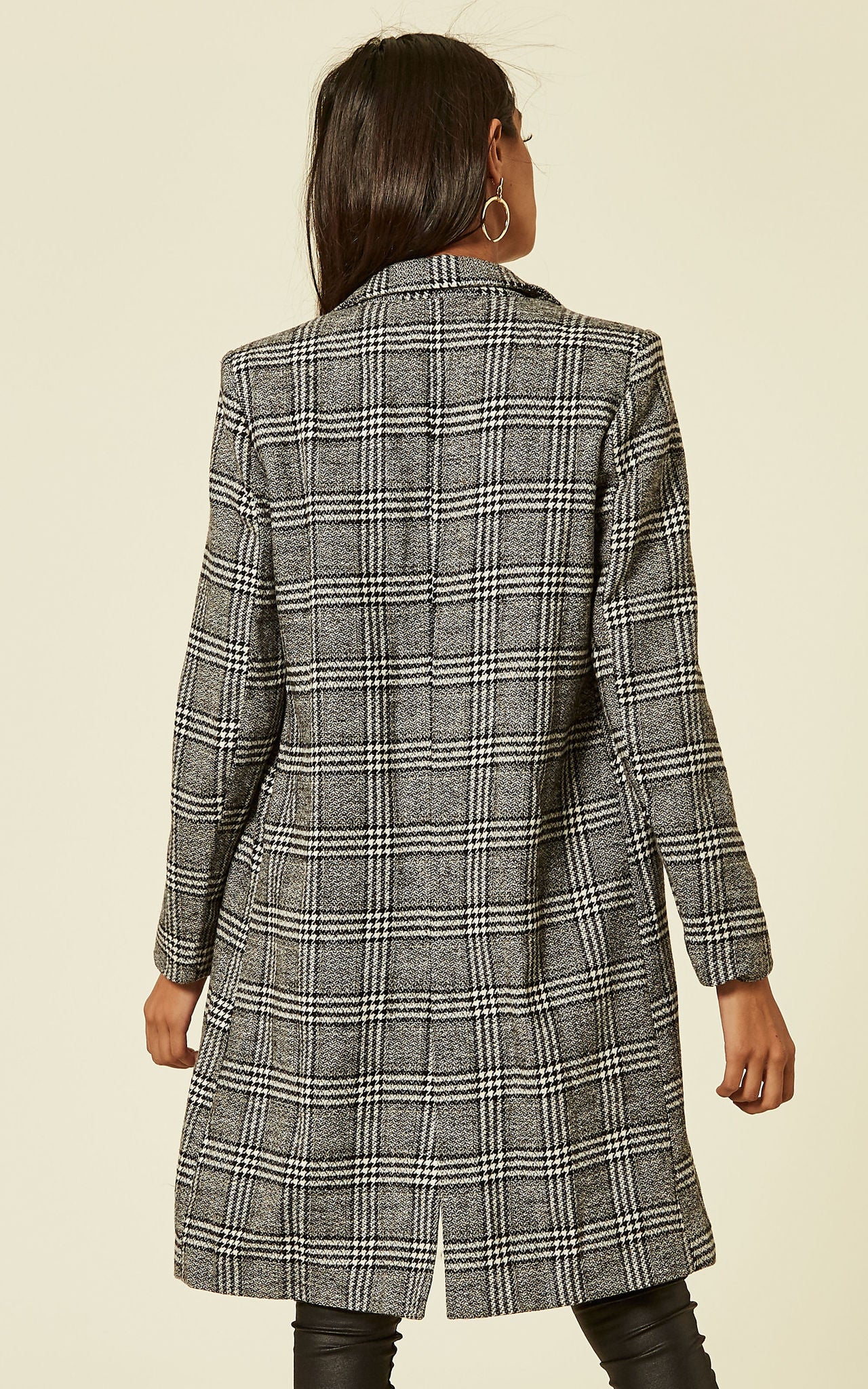 Grey Check Longline Coat