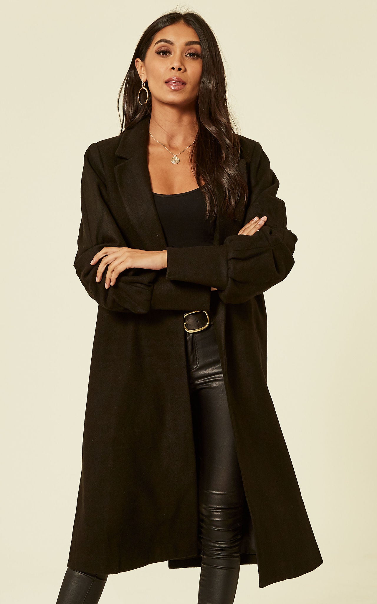 Black Long Line Coat