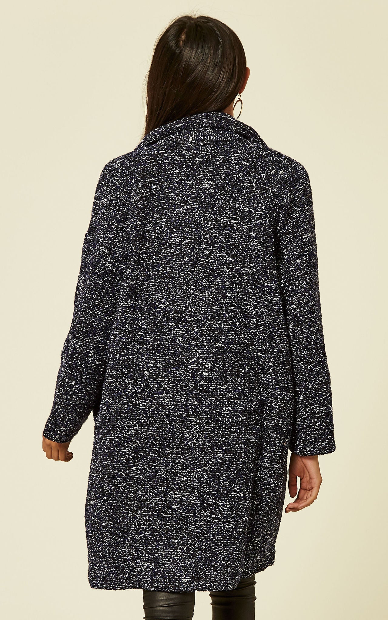 Navy Boucle Longline Coat