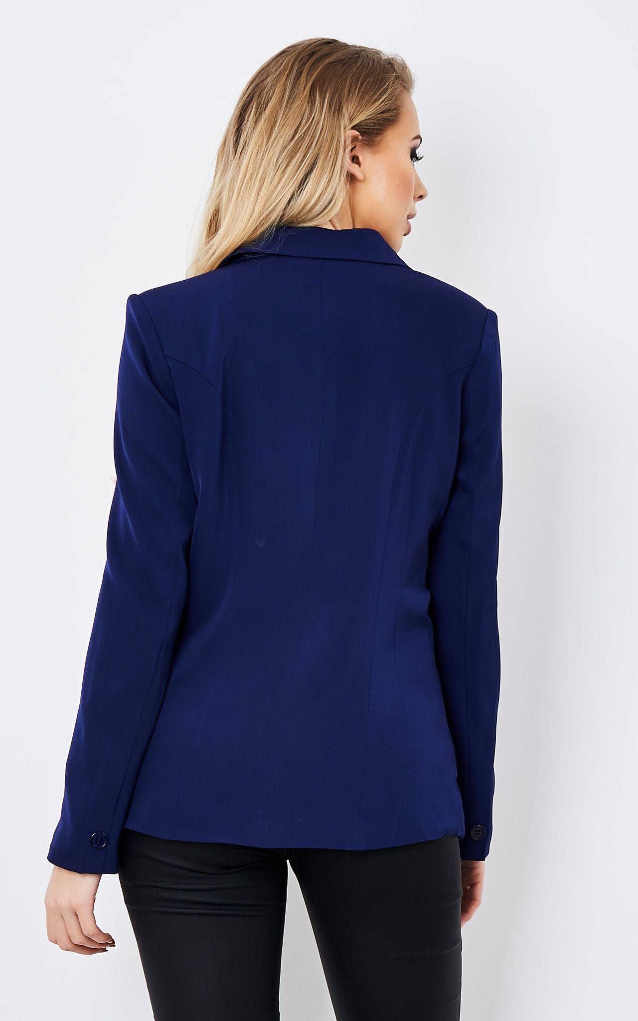 Navy Lightweight Blazer with Bell Sleeves & Fabric Tie