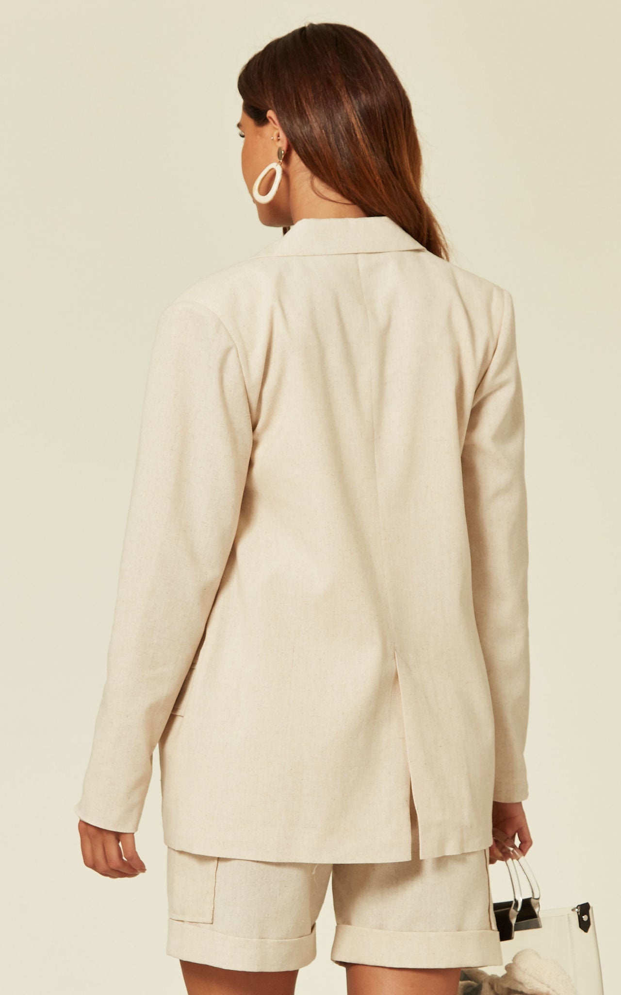 Cream Long Sleeve Diana Linen Blazer