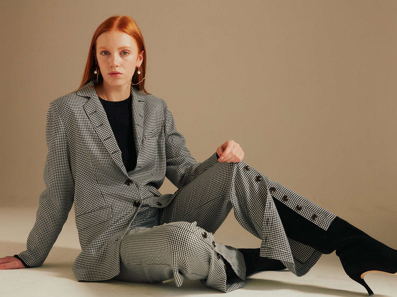 Hayley Houndstooth Boyfriend Suit