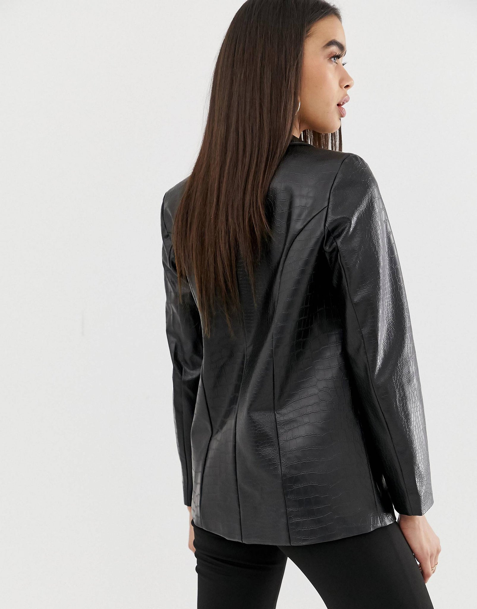 Black Women's Faux Croc Blazer