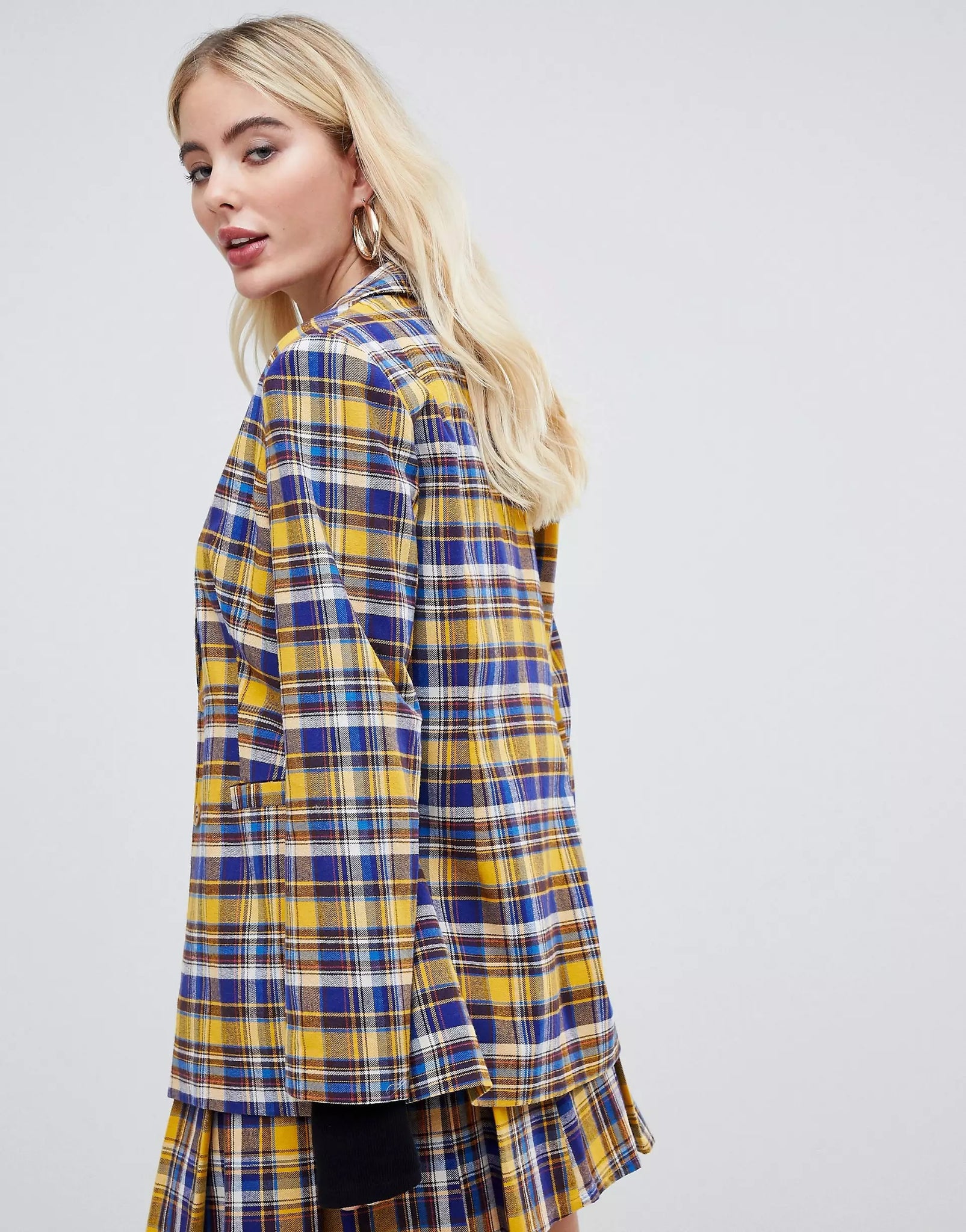 Multi Check Oversized Blazer