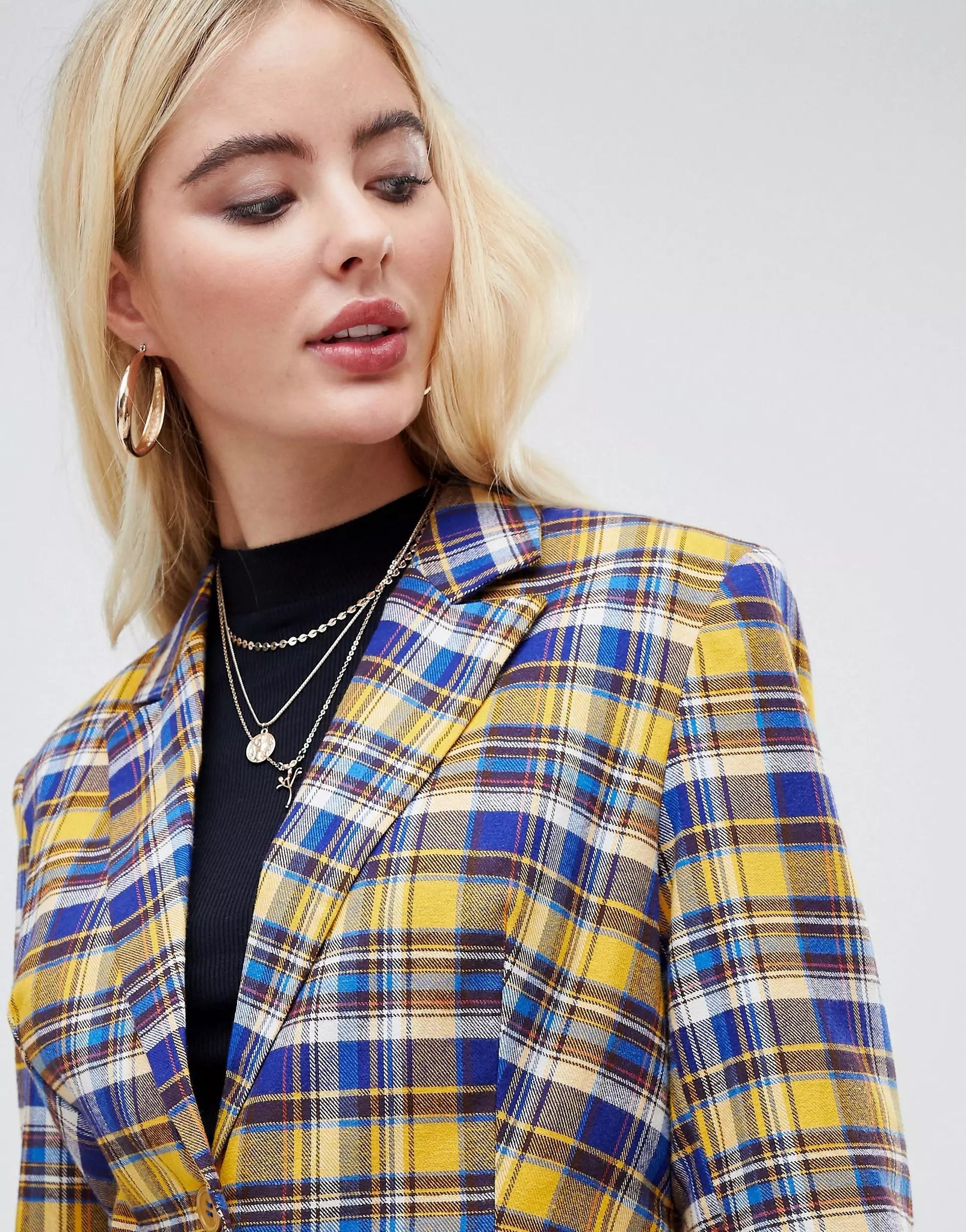 Multi Check Oversized Blazer