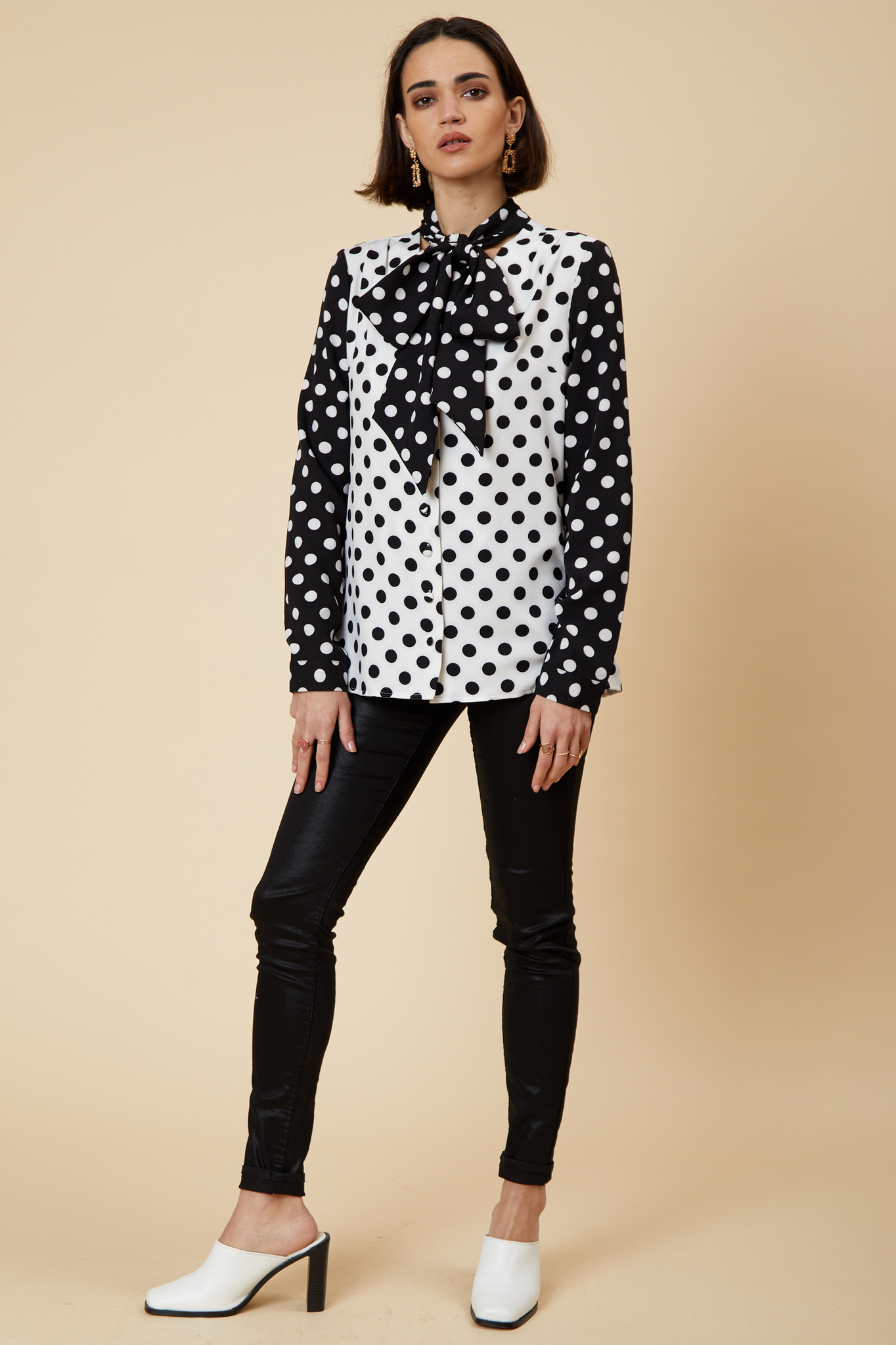 Mix & Match Polka-Dot Pussybow Shirt