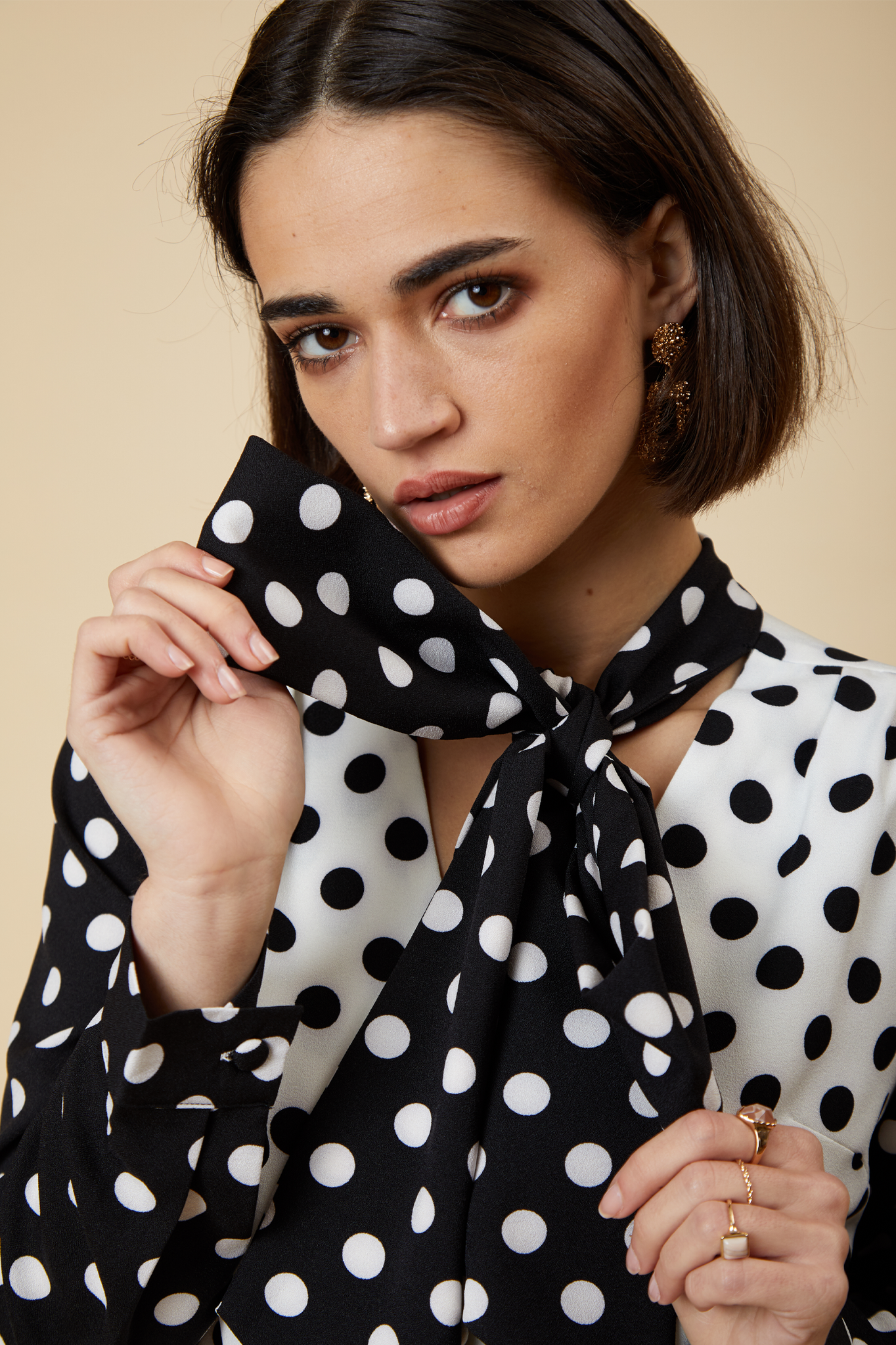 Mix & Match Polka-Dot Pussybow Shirt