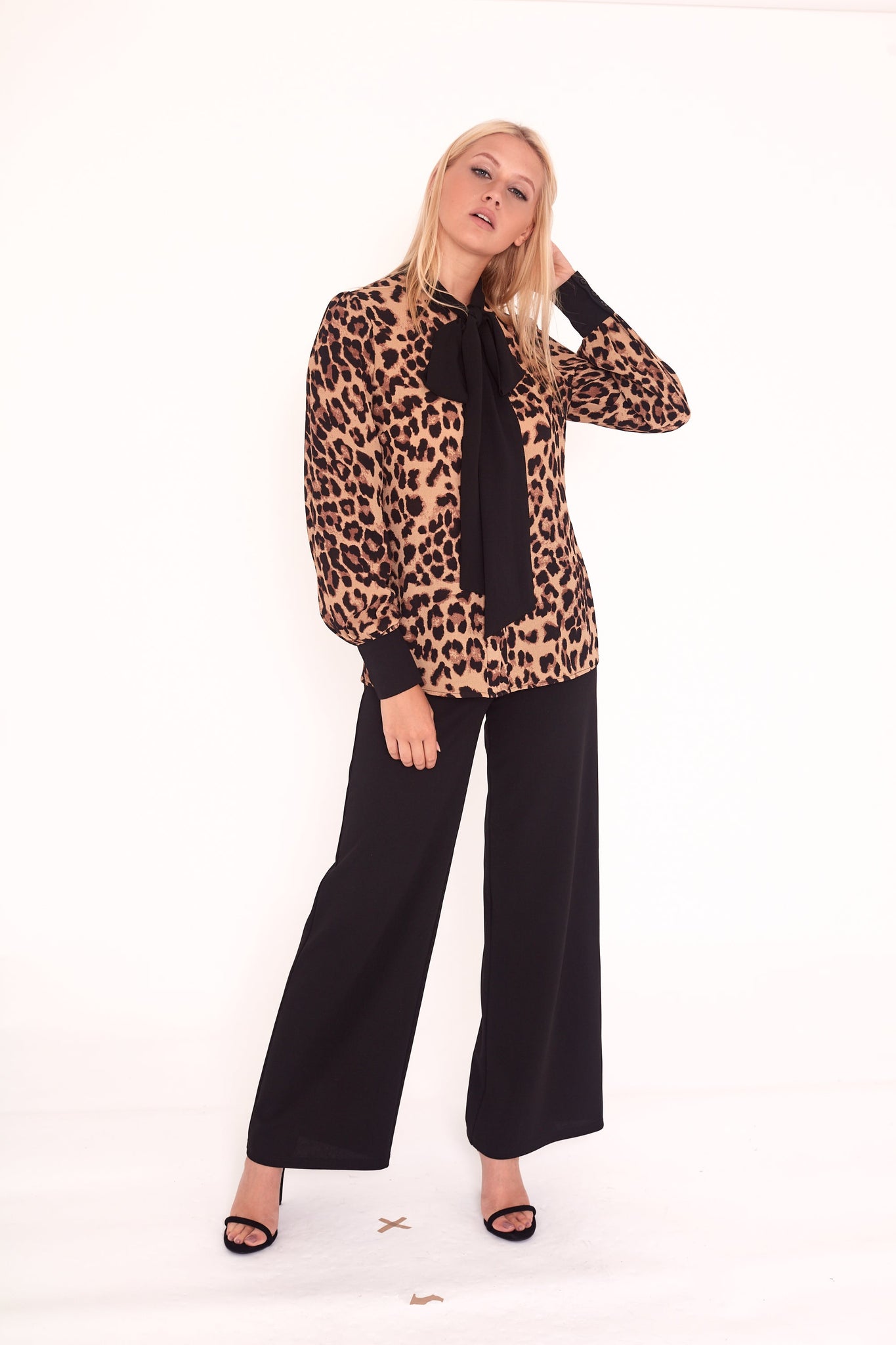 Leopard Print  Pussy Bow Blouse