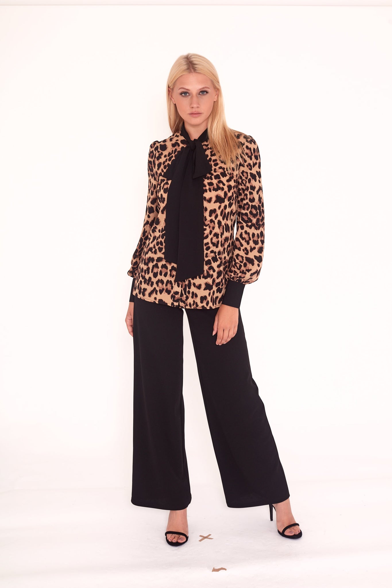 Leopard Print  Pussy Bow Blouse