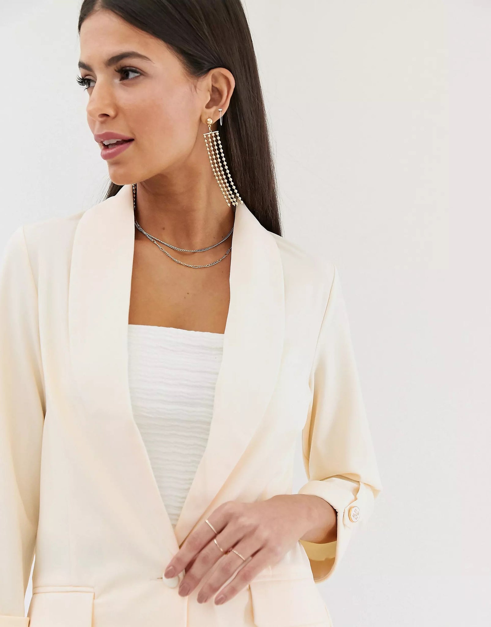 Cream Gold Button Blazer