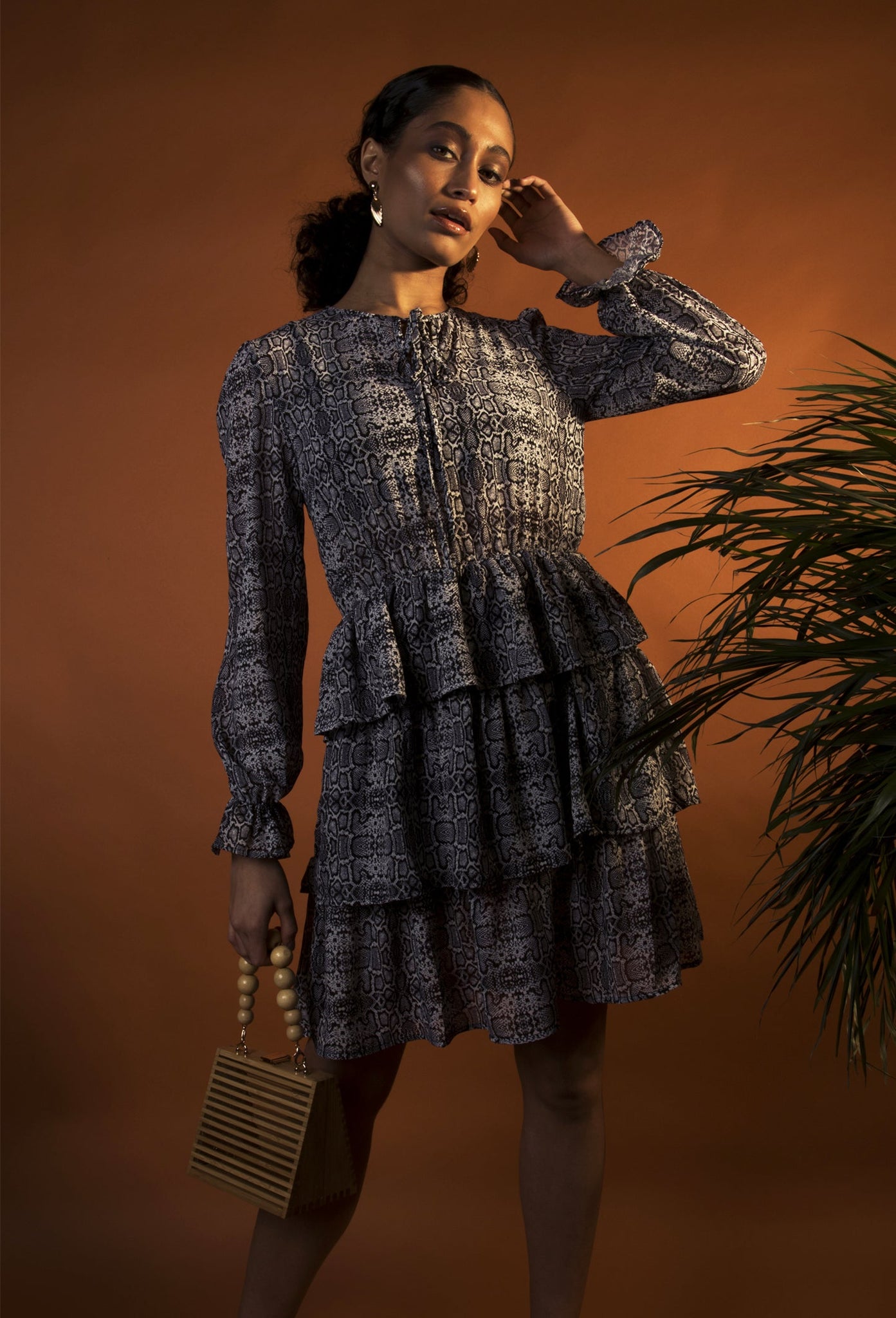 Snake Print Smock Dress