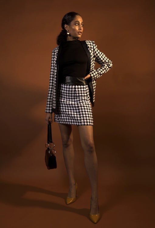 Houndstooth Skirt In Black And White