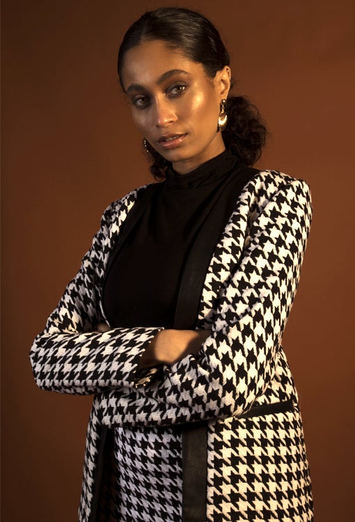 Houndstooth Skirt In Black And White