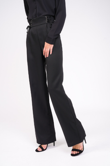 black high waisted lace up trouser leg view