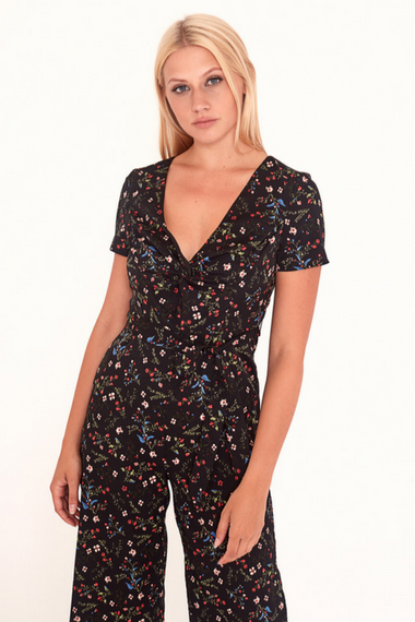 Twist Front Cropped Jumpsuit