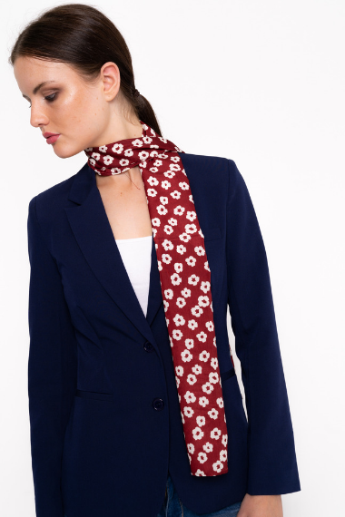 Red Floral Print Thin Scarf