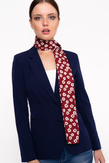 Red Floral Print Thin Scarf