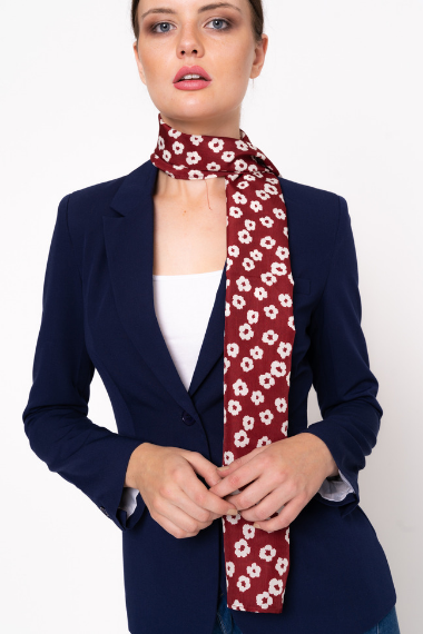 Red Floral Print Thin Scarf