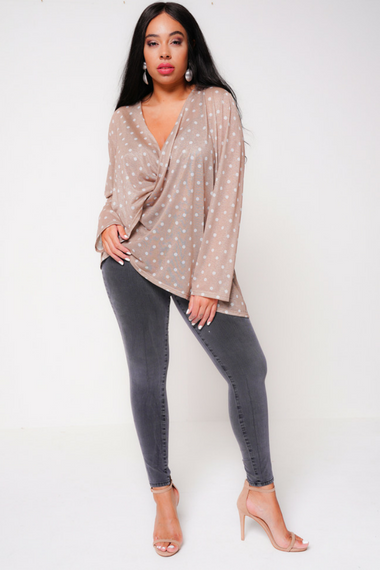 UNIQUE21 HERO Polka Dot Wrap Blouse