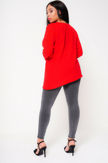 UNIQUE21 HERO Red Wrap Around Blouse